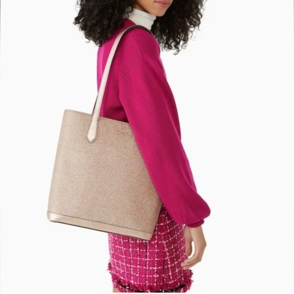 Kate Spade Glitter Fabric Rose Gold Tote Tinsel NWT